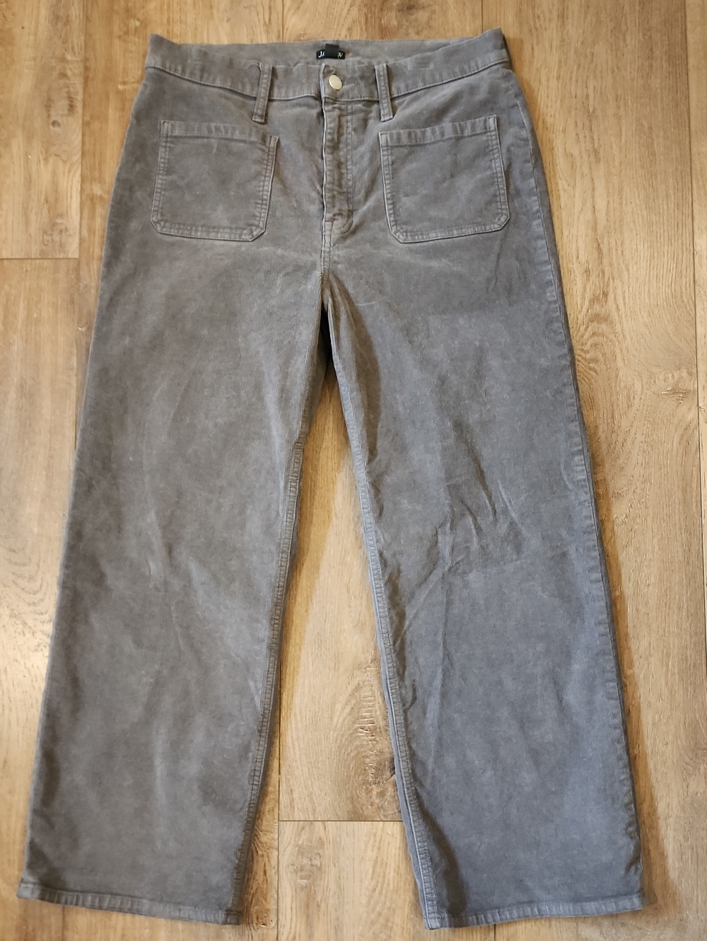 J. Crew Corduroy Pants Wide Leg Patch Back Pockets Gray Casual Women's size 30